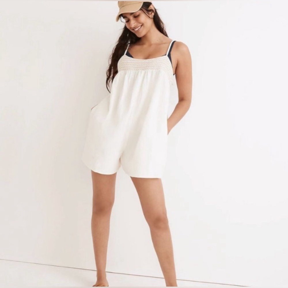 NEW Madewell Embroidered Lightspun Tie-Back Cover-up Romper